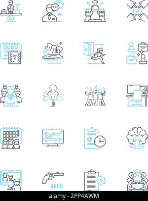 Occupational proficiency linear icons set. Skills, Competency ...