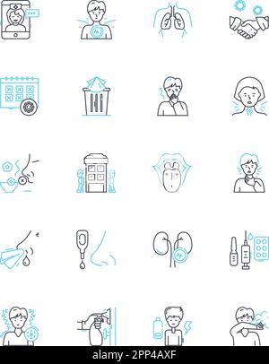 Security software linear icons set. Protection, Cybersecurity, Encryption, Firewall, Antivirus, Antimalware, Privacy line vector and concept signs Stock Vector