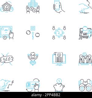 Joint venture linear icons set. Collaboration, Partnership, Synergy, Alliance, Co-creation, Co-marketing, Cooperation line vector and concept signs Stock Vector