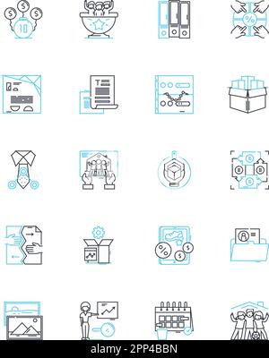 Establishment linear icons set. Institution, Foundation, Setup, Building, Infrastructure, Association, Organization line vector and concept signs Stock Vector