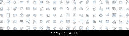 Company process line icons collection. Efficiency, Streamlining, Optimization, Automating, Innovation, Integration, Standardization vector and linear Stock Vector