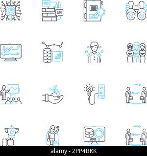 Economic sector linear icons set. Finance, Agriculture, Manufacturing, Energy, Retail, Construction, Services line vector and concept signs Stock Vector