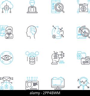 Financial forecasting linear icons set. Projection, Budgeting, Trending, Analysis, Planning, Anticipation, Estimation line vector and concept signs Stock Vector