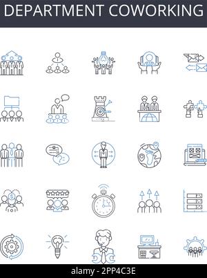 Department coworking line icons collection. Business collaboration ...
