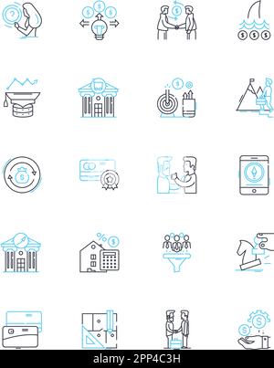 Internet venture linear icons set. Disruptive, Innovative, E-commerce, Digital, Cloud, Online, Platform line vector and concept signs. Social,Mobile Stock Vector