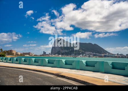 Famous rock of Gibraltar, view from the road. Stock Photo