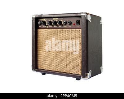 Small acoustic guitar amplifier isolated on white background Stock Photo