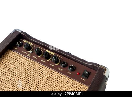 Small acoustic guitar amplifier isolated on white background Stock Photo