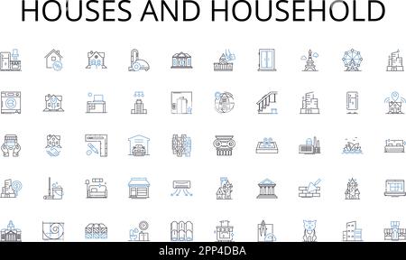 Houses and household line icons collection. Nanotechnology, Innovation, Robotics, Quantum, Automation, Artificial intelligence, Augmented reality Stock Vector