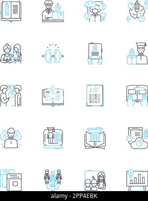 Smart education linear icons set. Gamification, Innovation, Personalized, Integration, Mobility, Accessibility, Digitalization line vector and concept Stock Vector