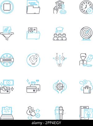 Interior design for workspace linear icons set. Productivity ...