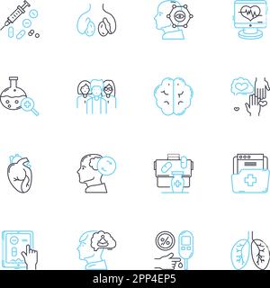 Inherited health linear icons set. Genetics, Heredity, Traits, DNA, Chromosomes, Alleles, Mutations line vector and concept signs. Inheritance,Family Stock Vector