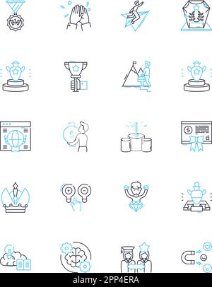 Learning curve linear icons set. Growth, Evolution, Progression ...