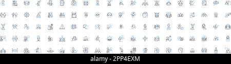 White collar workers line icons collection. Professional, Office, Corporate, Manager, Executive, Businessman, Employee vector and linear illustration Stock Vector