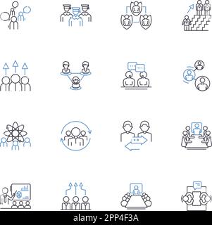Discussion Session line icons collection. Exchange, Dialogue, Conversation, Discourse, Debate, Session, Communication vector and linear illustration Stock Vector