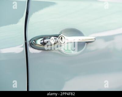 Closeup photo of Vintage Car Door Handles Stock Photo