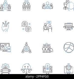 Synergy line icons collection. Collaboration, Integration, Cooperation, Synchronization, Harmony, Unity, Coherence vector and linear illustration Stock Vector