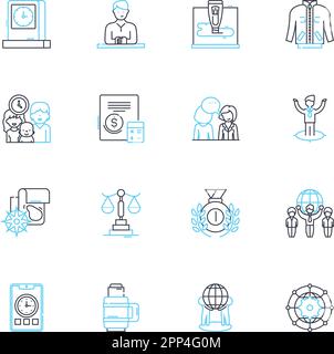 Efficiency and effectiveness linear icons set. Streamlined ...