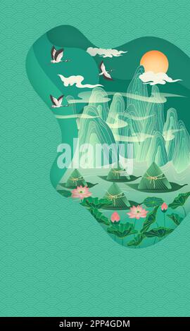 Illustration of the traditional Dragon Boat Festival Stock Vector