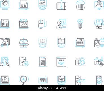 Hackers vector line icons set. hacking, cracker, malware, virus ...