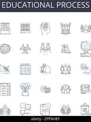 Educational process line icons collection. Learning journey ...
