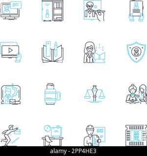 Learning linear icons set. Education, Knowledge, Study, Training, Understanding, Mastery, Expertise line vector and concept signs. Practice,Insight Stock Vector