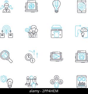 Email ads linear icons set. Promotions, Offers, Discounts, Campaigns, Newsletters, Deals, Sales line vector and concept signs. Updates,Announcements Stock Vector