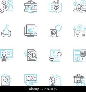 Business funding linear icons set. Finance, Capital, Investment, Loans, Funding, Credit, Cashflow line vector and concept signs. Venture,Microfinance Stock Vector