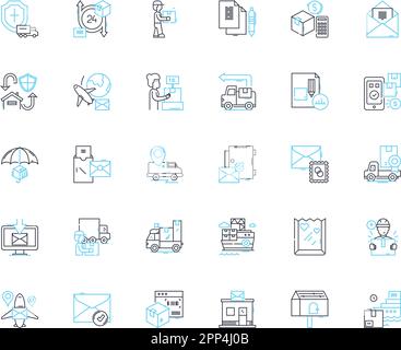 Epistolary linear icons set. Correspondence, Letters, Pen-pal, Communication, Missive, Diaries, Journaling line vector and concept signs. Literary Stock Vector