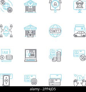 Mtary institutions linear icons set. University, College, Academy, Institution, School, Conservatory, Seminary line vector and concept signs Stock Vector