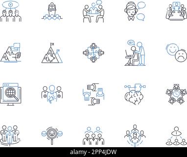 Combined effort line icons collection. ollaboration, teamwork, synergy, partnership, cooperation, coordination, alliance vector and linear Stock Vector