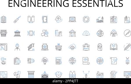 Engineering essentials line icons collection. Vault, Safe, Storage, Trust, Safekeeping, Preservation, Security vector and linear illustration Stock Vector