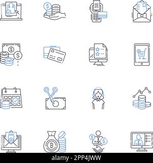 Collect and windfall line icons collection. Hoard, Acquire, Sweepstakes, Jackpot, Loot, Treasure, Prize vector and linear illustration. Fortune Stock Vector
