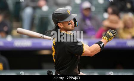 Pittsburgh Pirates Connor Joe (2) bats during a spring training baseball  game against the Baltimore Orioles on March 8, 2023 at Ed Smith Stadium in  Sarasota, Florida. (Mike Janes/Four Seam Images via