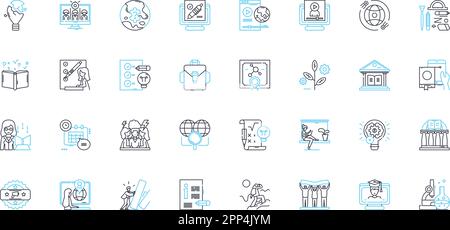 Lifelong Learning linear icons set. Growth, Exploration, Curiosity, Progression, Knowledge, Skill-building, Development line vector and concept signs Stock Vector