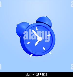 Circle clock icon. Alarm clock on blue background. 3d blue ink watch icon minimal design concept of sleeping timer. 3d clock icon vector rendering in isolated blue. 3d vector illustration. Vector illustration Stock Vector