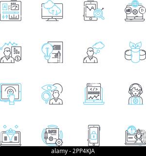 Brand creation linear icons set. Strategy, Identity, Logo, Mission ...