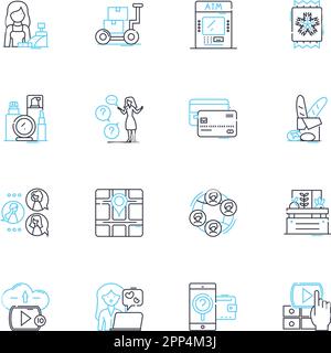 Virtual helpers linear icons set. Assistance, Support, AI, Technology, Efficiency, Productivity, Innovation line vector and concept signs Stock Vector