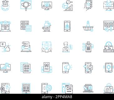 Visual message linear icons set. Graphical, Imagery, Communication, Perception, Design, Iconic, Aesthetic line vector and concept signs. Symbolic Stock Vector