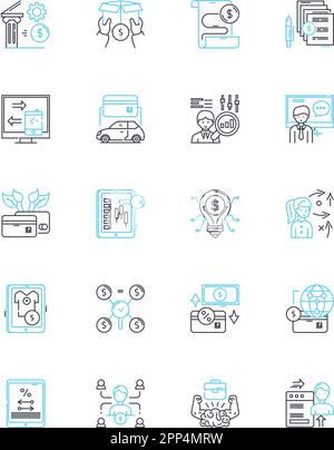 Investment concept linear icons set. Portfolio, Growth, Risk, Diversify, Return, Opportunity, Stocks line vector and concept signs. Bonds,Real estate Stock Vector