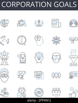 Corporation goals line icons collection. Metamorphosis, Alteration, Renewal, Change, Shift, Evolution, Revolution vector and linear illustration Stock Vector