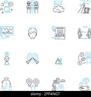 Financial markets linear icons set. Stocks, Bonds, Forex, Futures, Commodities, Options, Indices line vector and concept signs. Derivatives Stock Vector