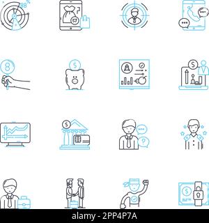 Commercial trade linear icons set. Import, Export, Shipping, Logistics, Distribution, Supply, Sales line vector and concept signs. Marketing Stock Vector