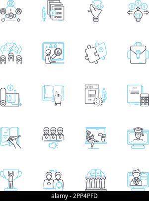 Entrepreneurship program linear icons set. Innovation, Startups, Leadership, Creativity, Business, Risk-taking, Vision line vector and concept signs Stock Vector