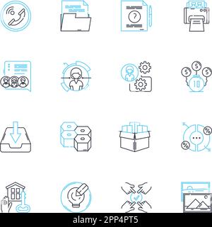 Establishment linear icons set. Institution, Foundation, Setup, Building, Infrastructure, Association, Organization line vector and concept signs Stock Vector