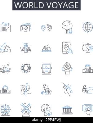 Universal exploration line icons collection. Voyager, Frontier ...