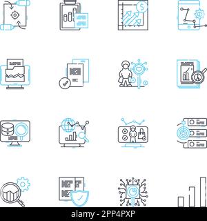 Diagnose line vector icons and signs. Assess, Examine, Identify, Probe ...