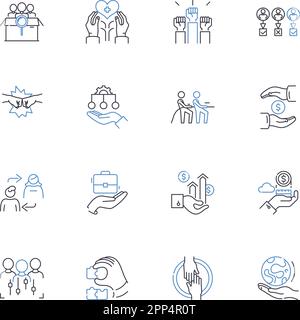 Adjustment line icons collection. Adaptation, Transition, Modification, Accommodation, Reorientation, Correction, Alteration vector and linear Stock Vector
