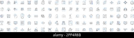 Financial indicators line icons collection. GDP, Inflation, Interest, Deflation, Earnings, Yield, Budget vector and linear illustration. Tariff,Asset Stock Vector