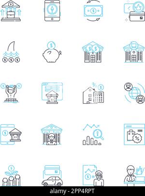 Web shopping linear icons set. E-commerce, Online shopping, Cybermall, Click-and-mortar, Marketplace, Digital shopping, Retail therapy line vector and Stock Vector